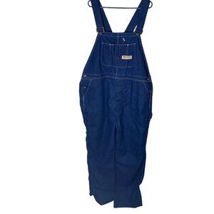 Vintage Big Mac Denim Overalls Mens 46 USA Made Workwear Carpenter Red Straps